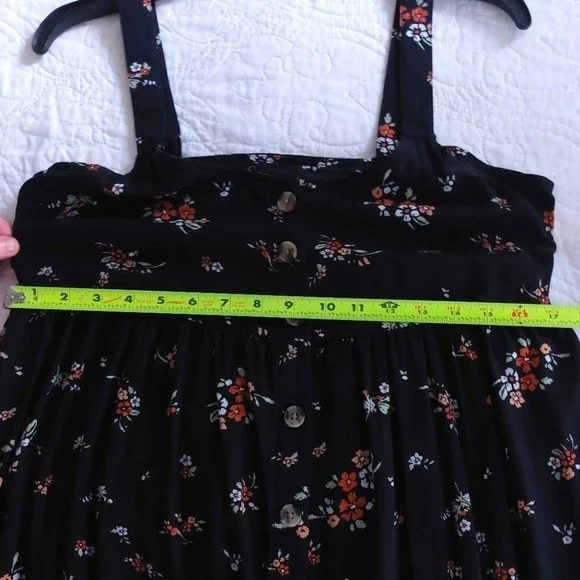 SO - Black Floral Button-Down Wide Strap Jumper Maxi Dress - Picture 6 of 9